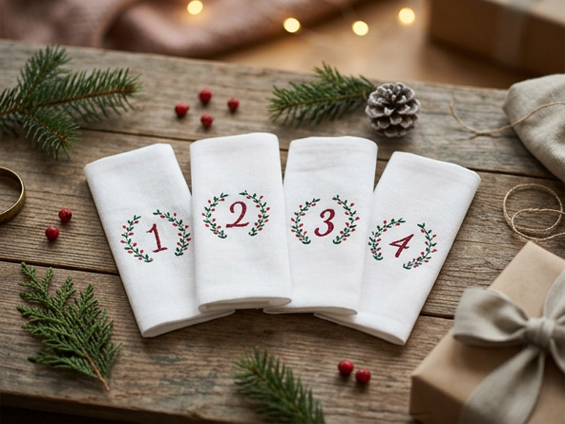 Adventszahlen 1-4 Mistel - Vollstick Stickdatei